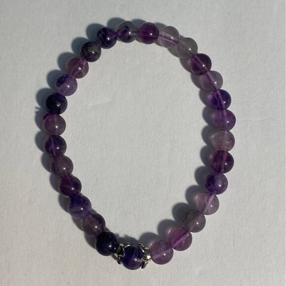 Amethyst Gemstone Stretch Bracelet With Claw Accent Bead Fashion Jewelry Purple - Picture 4 of 5